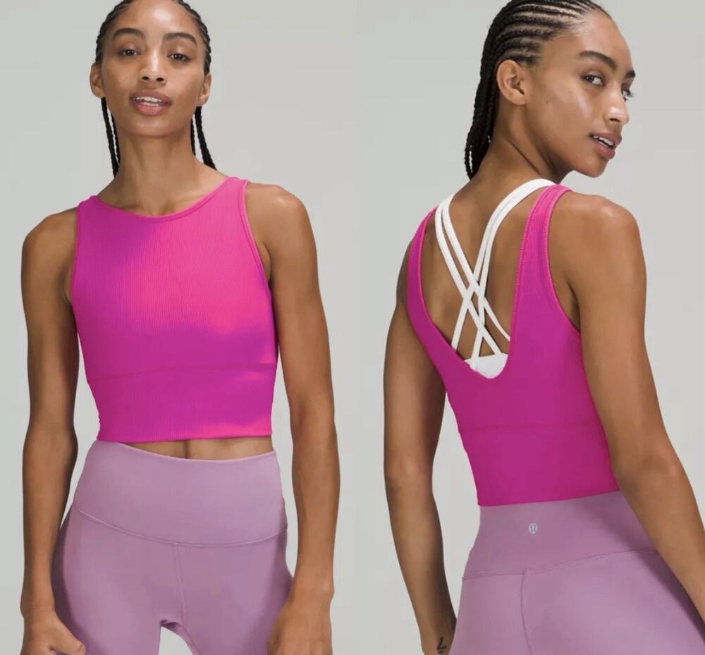 Lululemon Power Pivot Rib Tank Top Sonic Pink Size 14 NWOT